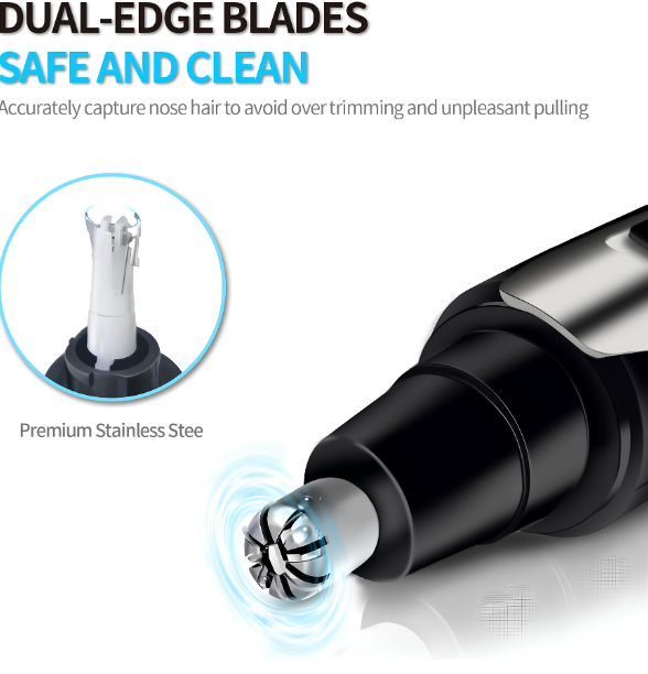 Ear Nose Hair Trimmer for Men Women USB Rechargeable Electric Facial Hair Trimmer with Dual-Edge Stainless Steel Blades