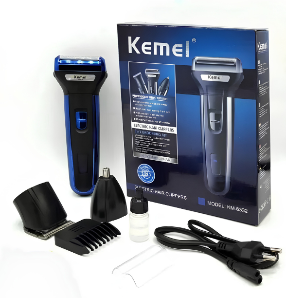 kemei 3 In 1 Professional Hair Trimmer Nose Beard Trimmer Safe Face Care Hair Cutting Machine Rechargable Hair Clipper