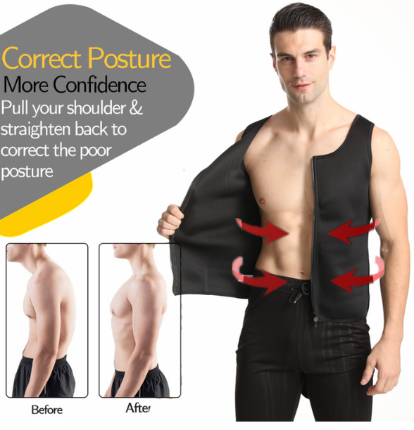 Men Body Shaper Fitness Neoprene Sauna Vest Waist Trainer Double Belt Sweat Shirt Corset Top Abdomen Slimming Shapewear Fat Burn Jacket Hot Shapers