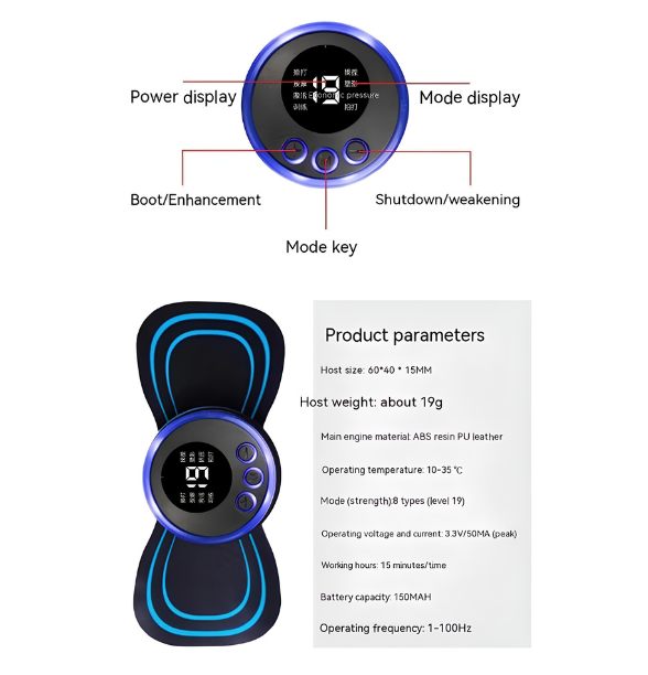 EMS Mini Electric Neck Back Body Massager Cervical Electric Neck Back Massager Muscle Therapy Pressure Pain